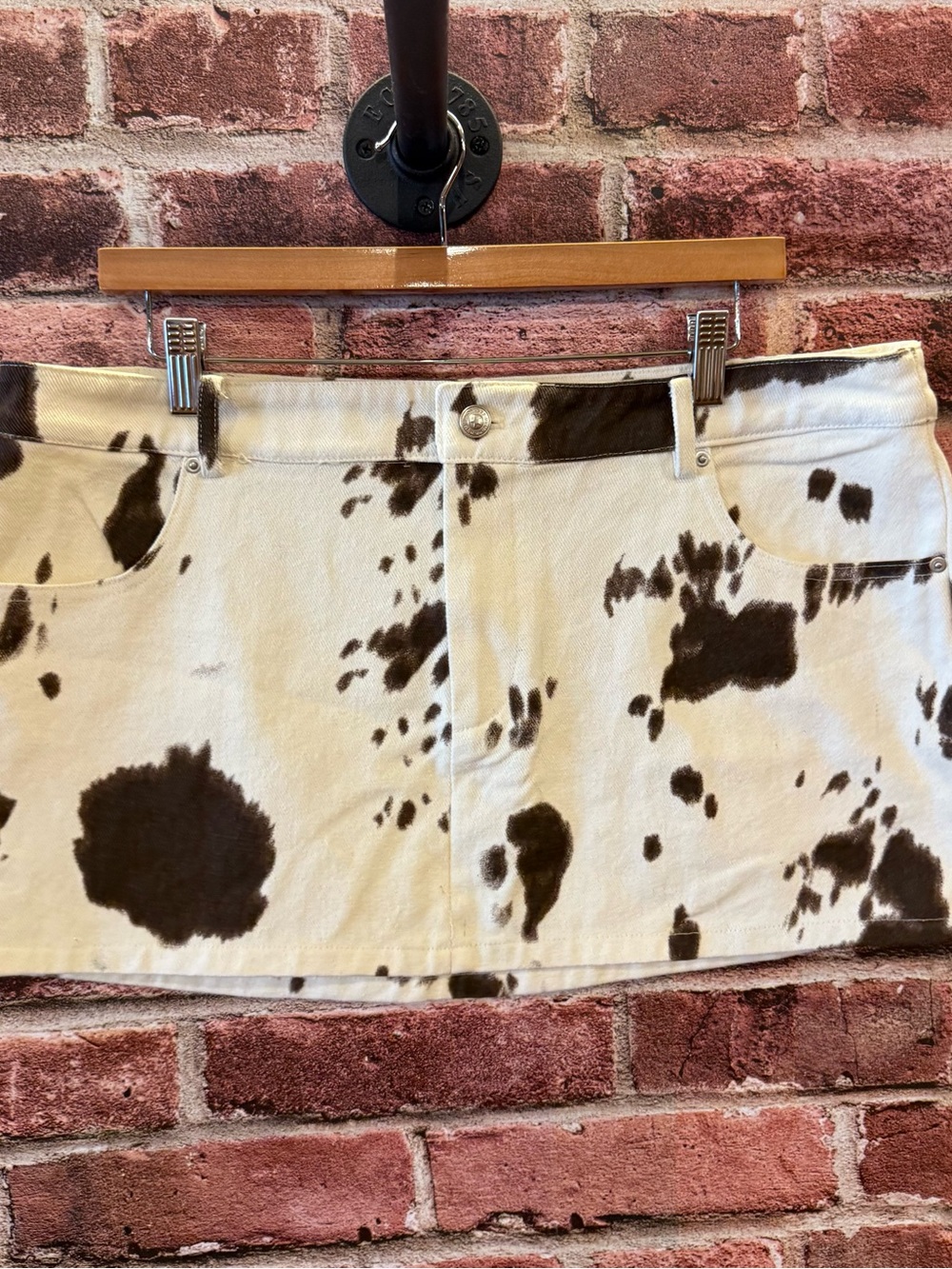 Princess Polly Cream Mini Skirt with Brown Cow Print